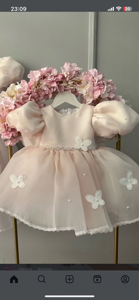 Pembe Kelebek Fiyonk Detaylı Kız Elbisesi - Görsel 2