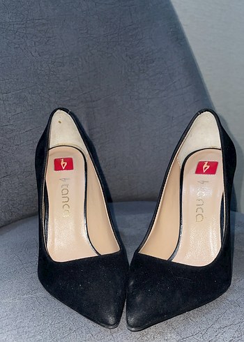 Siyah Süet Tokalı Stiletto Kadın Ayakkabı - Görsel 2