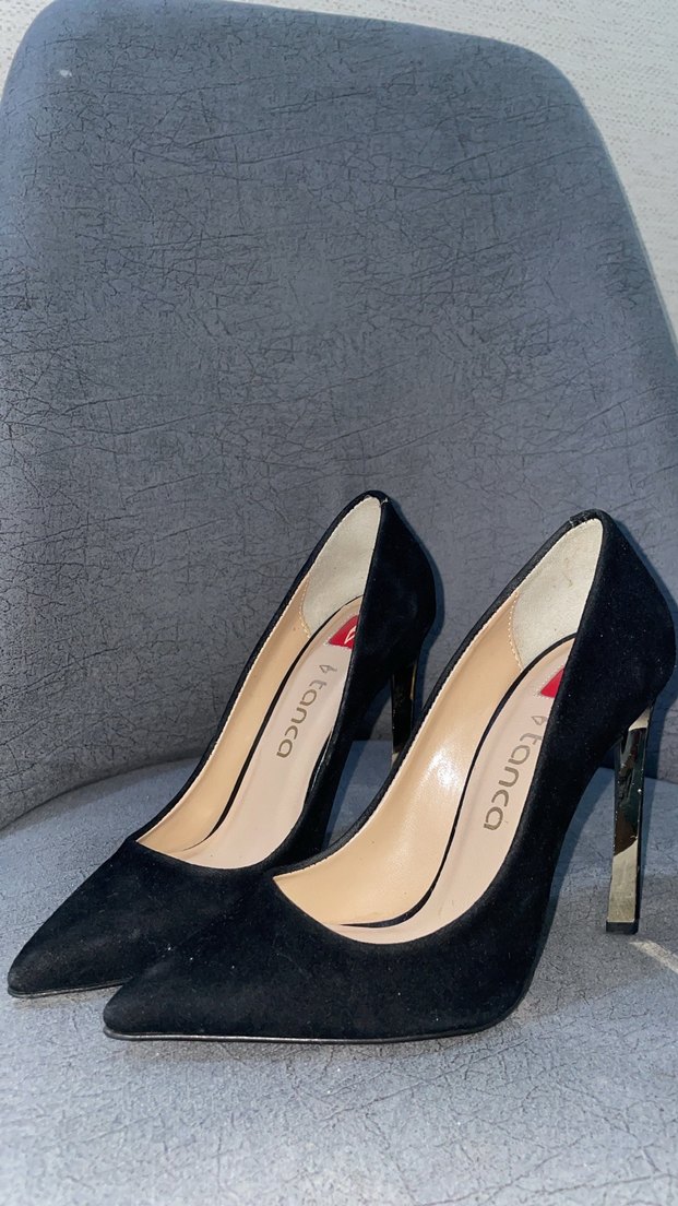 Siyah Süet Tokalı Stiletto Kadın Ayakkabı - Görsel 3