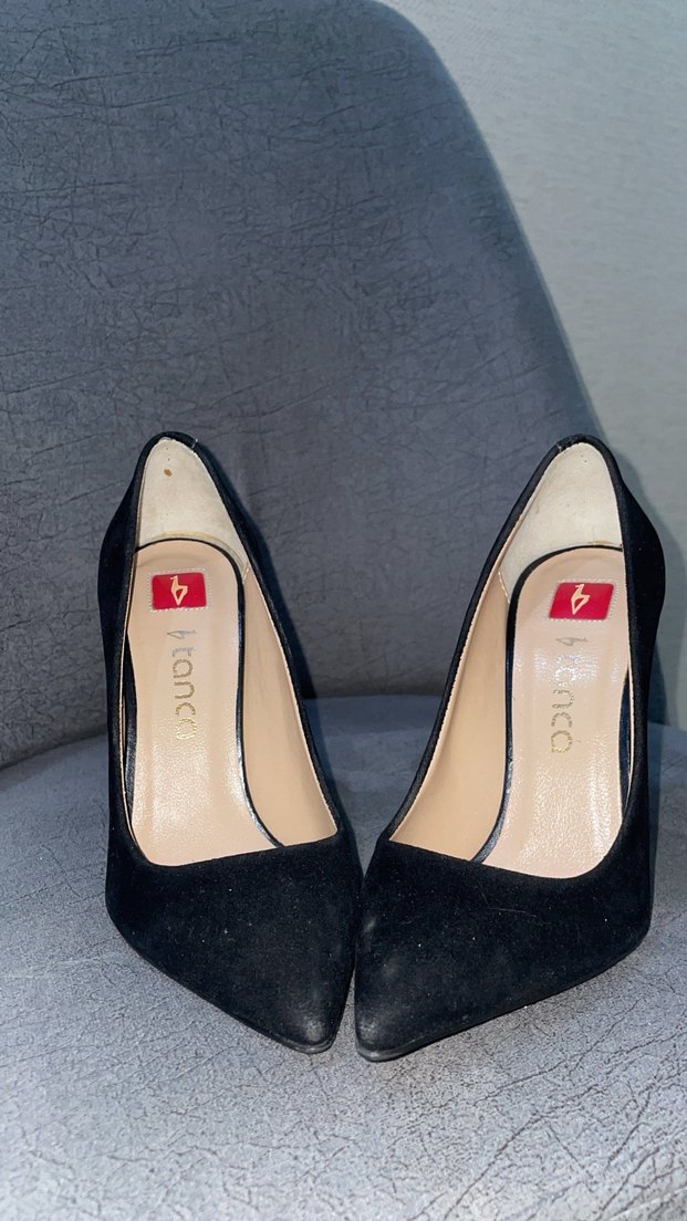 Siyah Süet Tokalı Stiletto Kadın Ayakkabı - Görsel 2