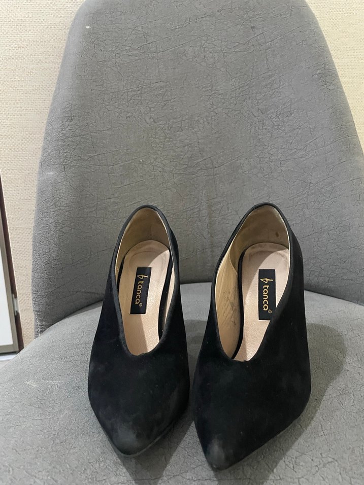 Siyah Süet Tokalı Kadın Stiletto - Görsel 2