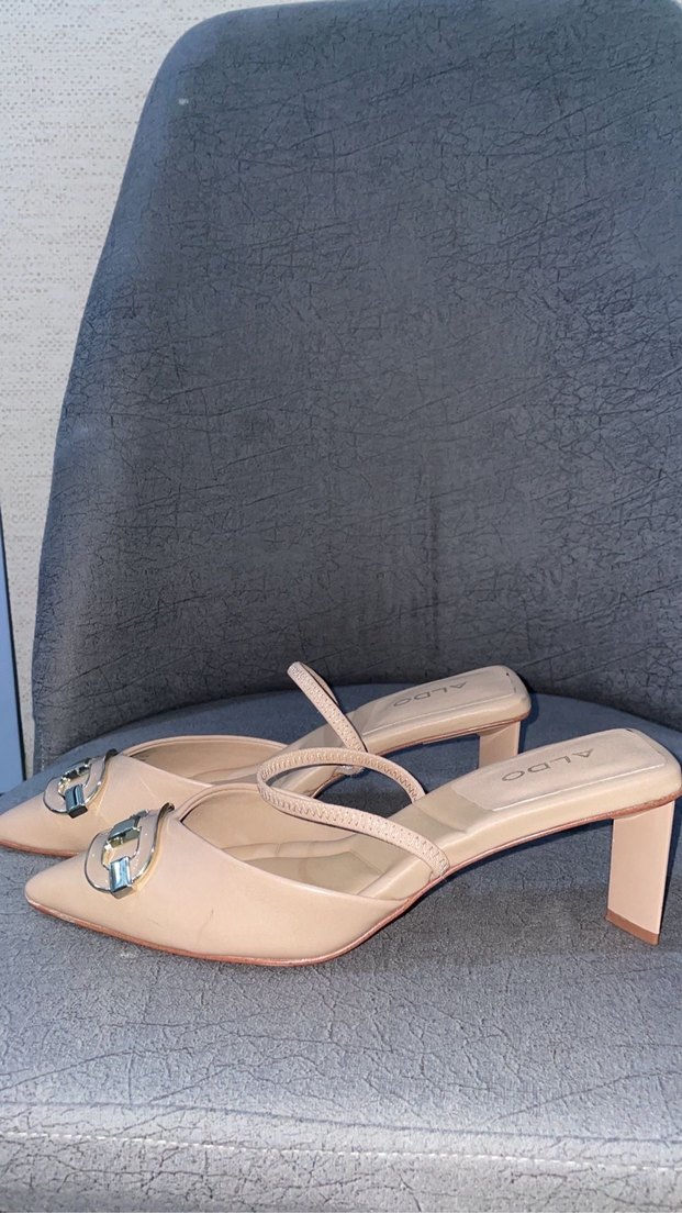 Bej Kadın Klasik Blok Topuklu Sandalet - Görsel 3