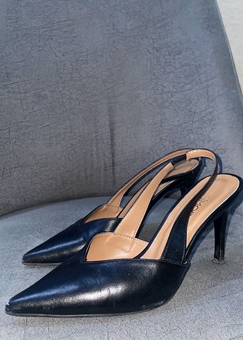Klasik Siyah Topuklu Stiletto Kadın Ayakkabı - Görsel 2