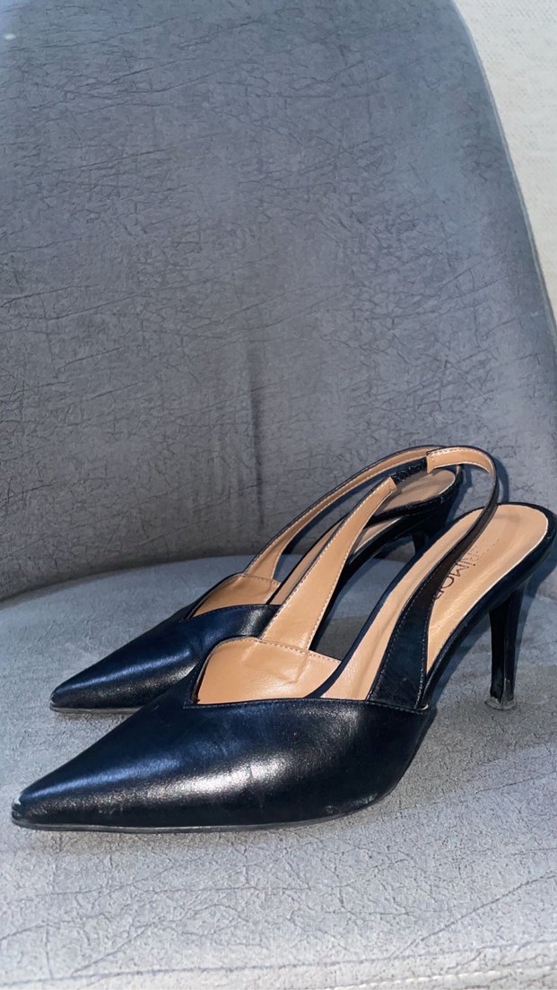 Klasik Siyah Topuklu Stiletto Kadın Ayakkabı - Görsel 2