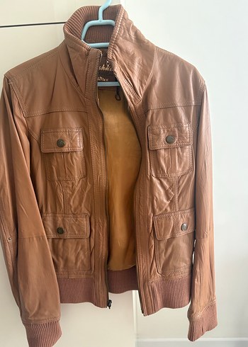 BERSHKA TABA RENGİ HAKİKİ DERİ CEKET - Görsel 2