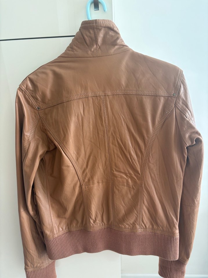 BERSHKA TABA RENGİ HAKİKİ DERİ CEKET - Görsel 4