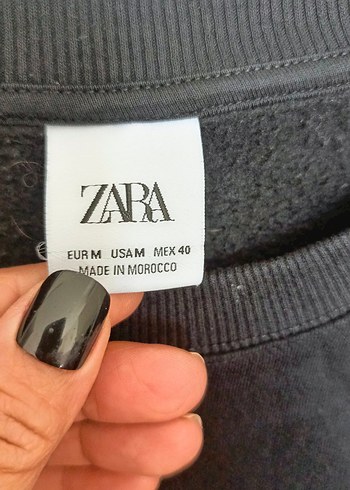 Zara Siyah Baskılı Sweatshirt - Görsel 3