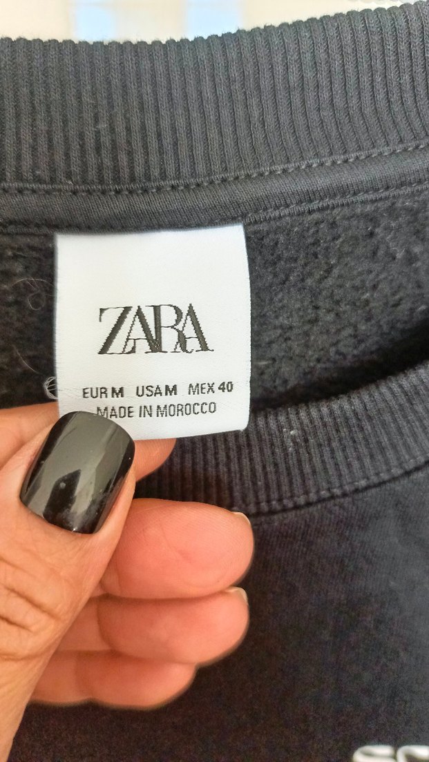 Zara Siyah Baskılı Sweatshirt - Görsel 3