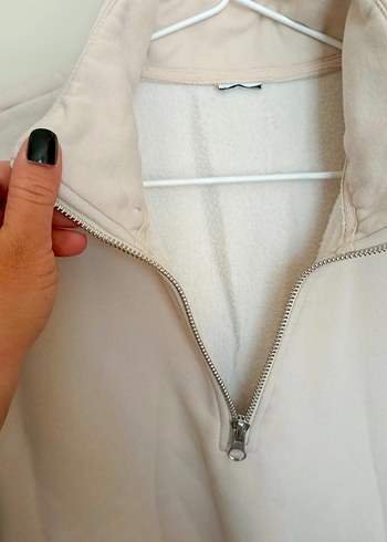 Bej Yarım Fermuarlı sweatshirt - Görsel 2