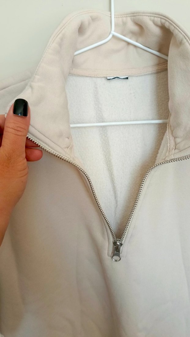 Bej Yarım Fermuarlı sweatshirt - Görsel 2