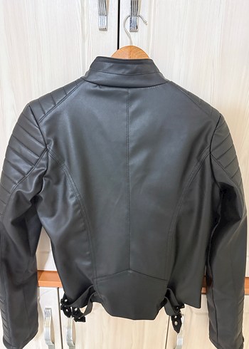 Diğer Kadın Siyah Deri Biker Ceket