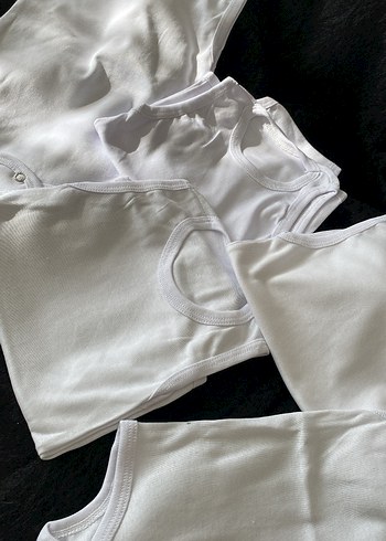 Beyaz Pamuklu Bebek Kolsuz Body - Görsel 6