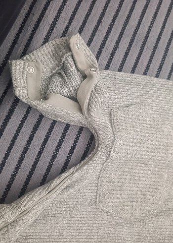 Gri Örgü Kapüşonlu Bebek Tulumu - Görsel 2