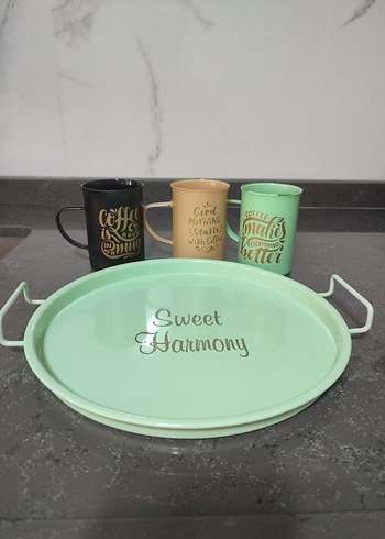English Home Pastel Renkli 3'lü Kahve Fincanı Seti