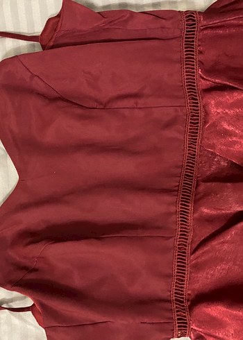 Bordo Nakışlı Uzun Bohem Kadın elbise - Görsel 3