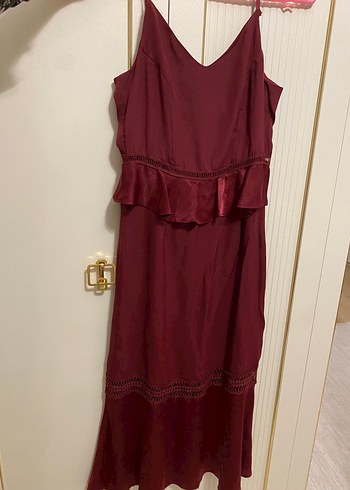 Bordo Nakışlı Uzun Bohem Kadın elbise - Görsel 2