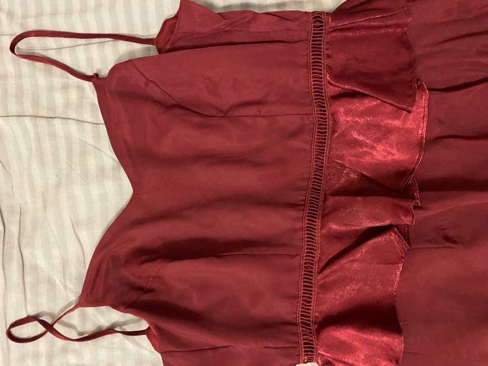 Bordo Nakışlı Uzun Bohem Kadın elbise - Görsel 3