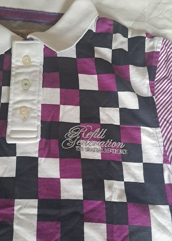 Original Refıll S.Mor Kareli Düğmeli Erkek Polo Tişört - Görsel 3