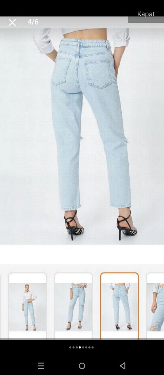 Diz Yırtık Detaylı Midi Boy Açık Mavi Kadın Jean - Görsel 4