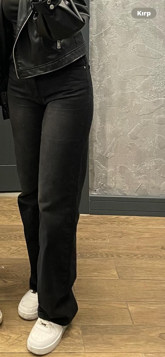 Siyah bol paça kot pantolon - Görsel 2