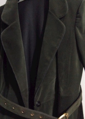 Siyah Süet Kemerli Uzun Kadın pardösü - Görsel 2