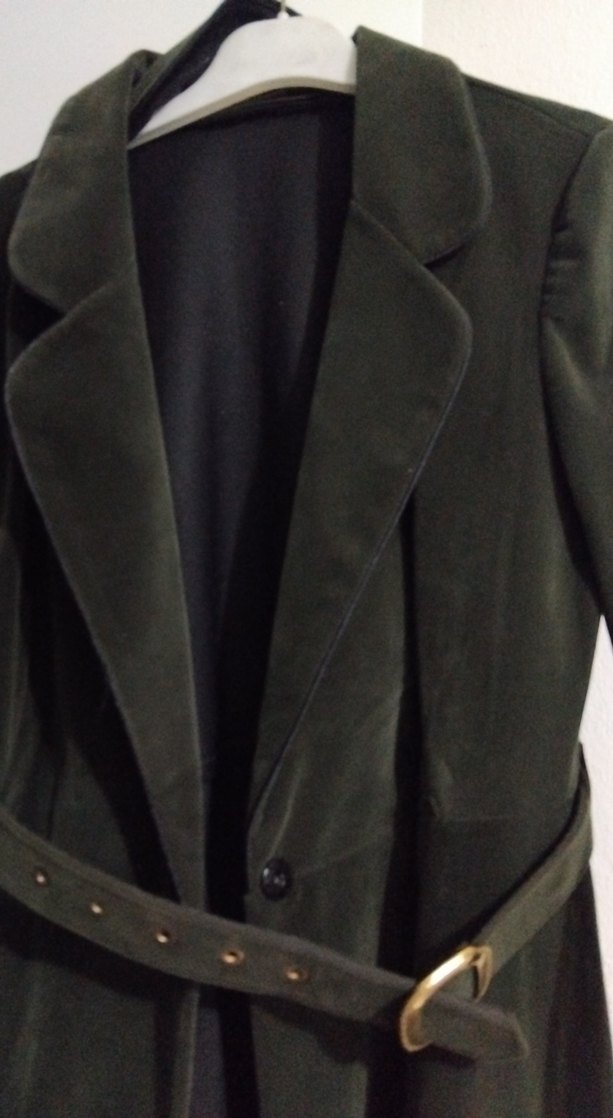 Siyah Süet Kemerli Uzun Kadın pardösü - Görsel 2