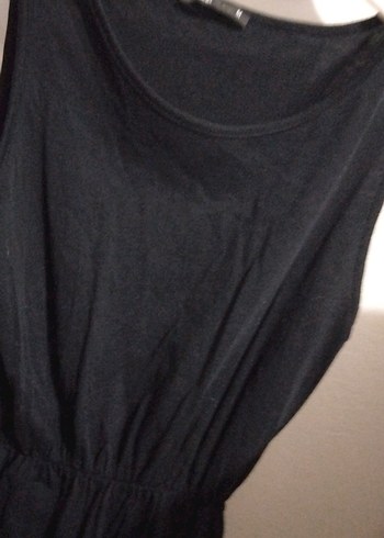 Siyah V Yaka Kolsuz Midi Elbise - Görsel 2