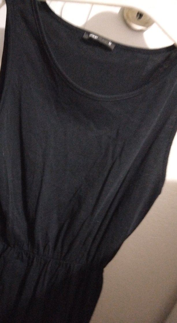 Siyah V Yaka Kolsuz Midi Elbise - Görsel 2