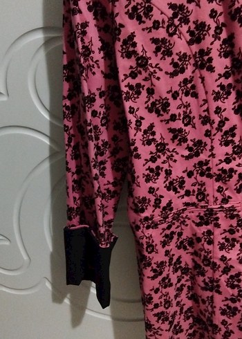 Düğmeli Pembe Çiçekli Midi Blazer - Görsel 3