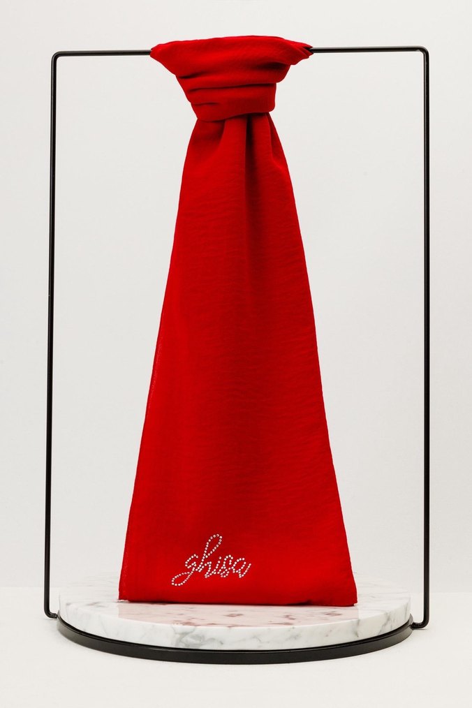 Kırmızı Kadın şal - Görsel 5