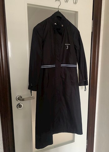 Kadın Siyah Uzun Trençkot - Görsel 10