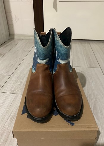 Kahverengi Deri Kadın Dolgu Topuklu Bot - Görsel 2