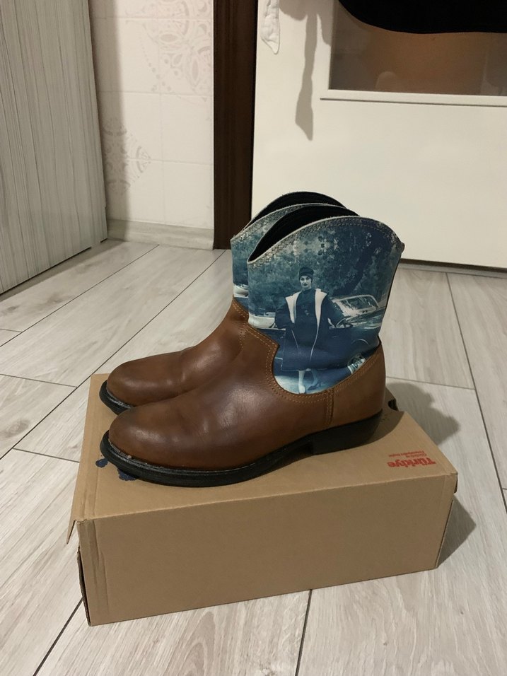 Kahverengi Deri Kadın Dolgu Topuklu Bot - Görsel 3