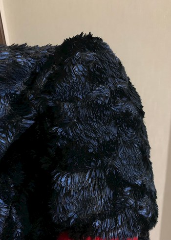 Mavi Bağlama Desenli Kadın Suni Kürk Ceket - Görsel 6