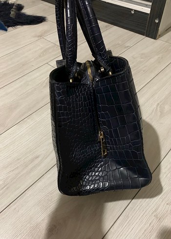 Kroko Desenli Siyah Deri Kadın Çanta - Görsel 14