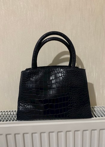 Kroko Desenli Siyah Deri Kadın Çanta - Görsel 2