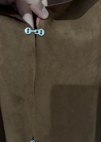 Kahverengi Süet Uzun Kürklü Kadın Paltosu - Görsel 5