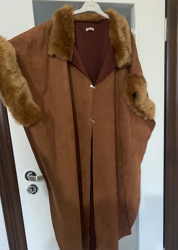 Kahverengi Süet Uzun Kürklü Kadın Paltosu - Görsel 2