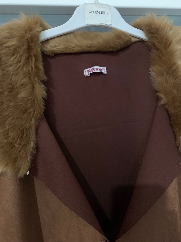 Kahverengi Süet Uzun Kürklü Kadın Paltosu - Görsel 4