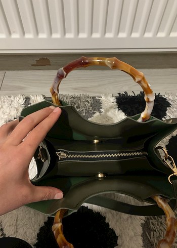 Haki Deri Kadın El Çantası - Bohem Stil - Görsel 9