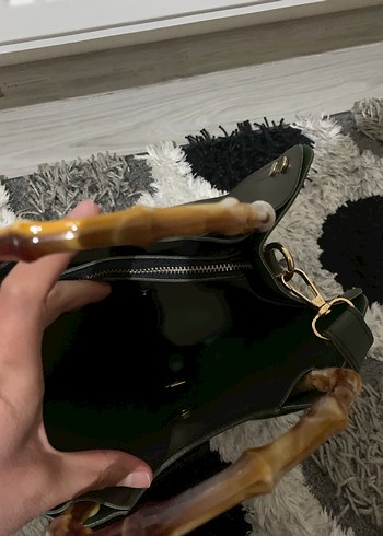 Haki Deri Kadın El Çantası - Bohem Stil - Görsel 11