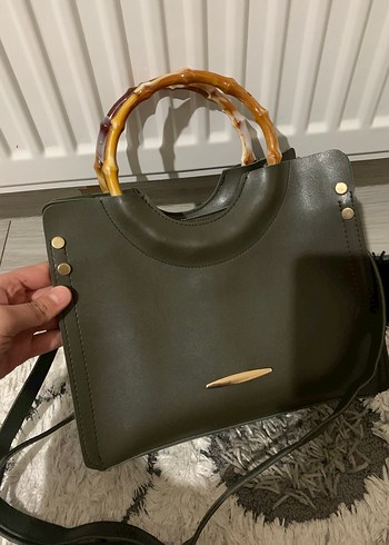 Haki Deri Kadın El Çantası - Bohem Stil - Görsel 14