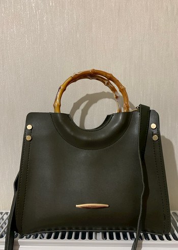 Haki Deri Kadın El Çantası - Bohem Stil - Görsel 2