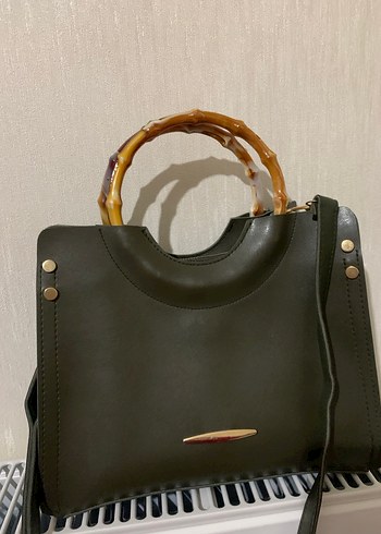 Haki Deri Kadın El Çantası - Bohem Stil - Görsel 3