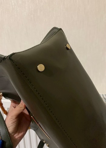 Haki Deri Kadın El Çantası - Bohem Stil - Görsel 7