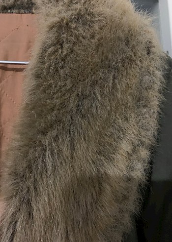 Kahverengi Peluş Detaylı Uzun Kadın Kaban - Görsel 11