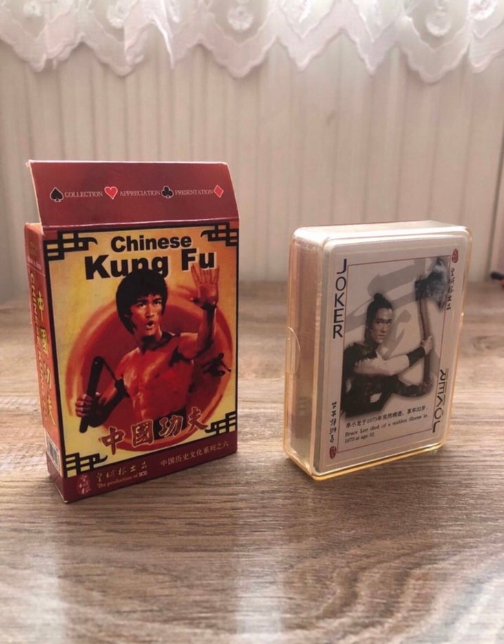 Kırmızı Çin Kung Fu Oyun Kartları Seti bruce Lee - Görsel 2