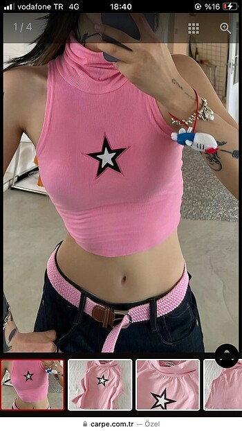 Pink Star Detailed Strappy Blouse