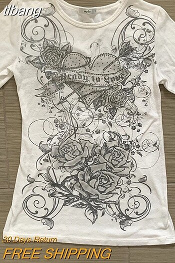 Sheinside Heart wing y2 t shirt