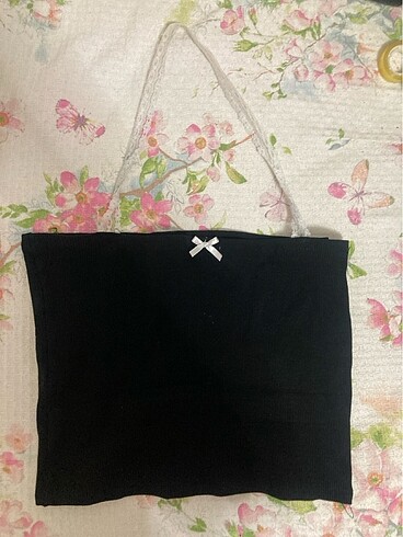 Dior Siyah crop dantelli